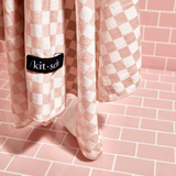 Extra Large Quick Dry Hair Towel Wrap, Terracotta Checker