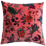 20" Square Cotton Velvet Printed Pillow with Chambray Back