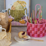 Woven Plastic Caddy, Pink/Red