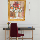 Vintage Floral Print with Solid Wood Frame