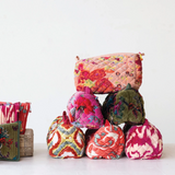 Quilted Cotton Velvet Printed Zip Pouch