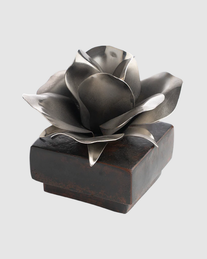 Rose Box w/ Forged Rose Atop, Nickle