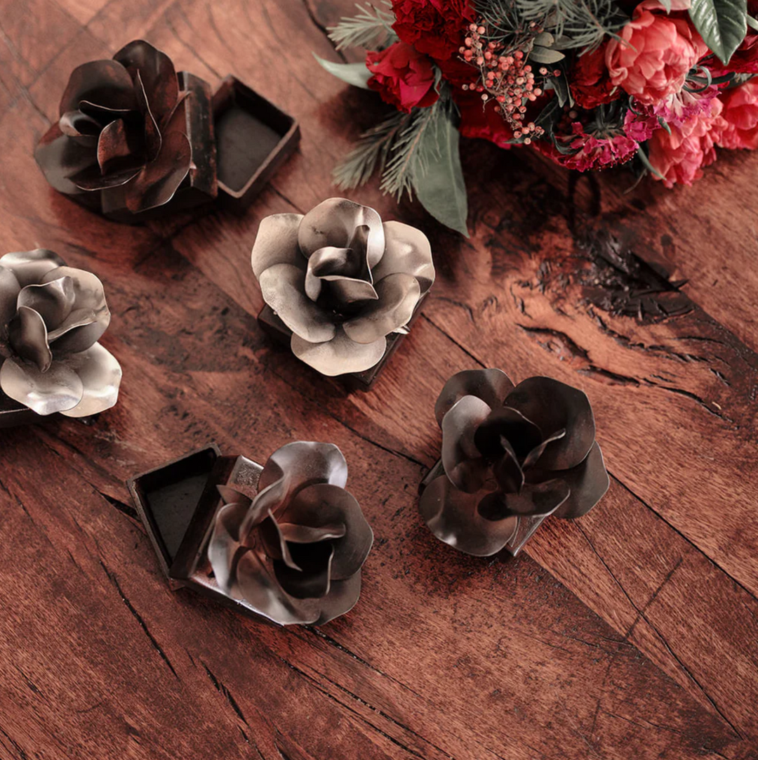 Rose Box w/ Forged Rose Atop, Iron