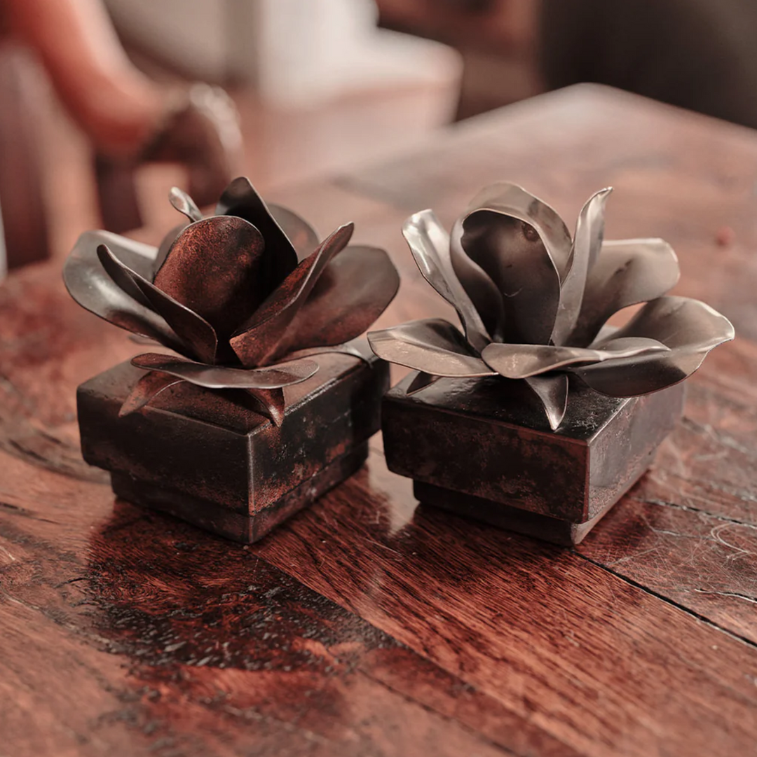 Rose Box w/ Forged Rose Atop, Nickle