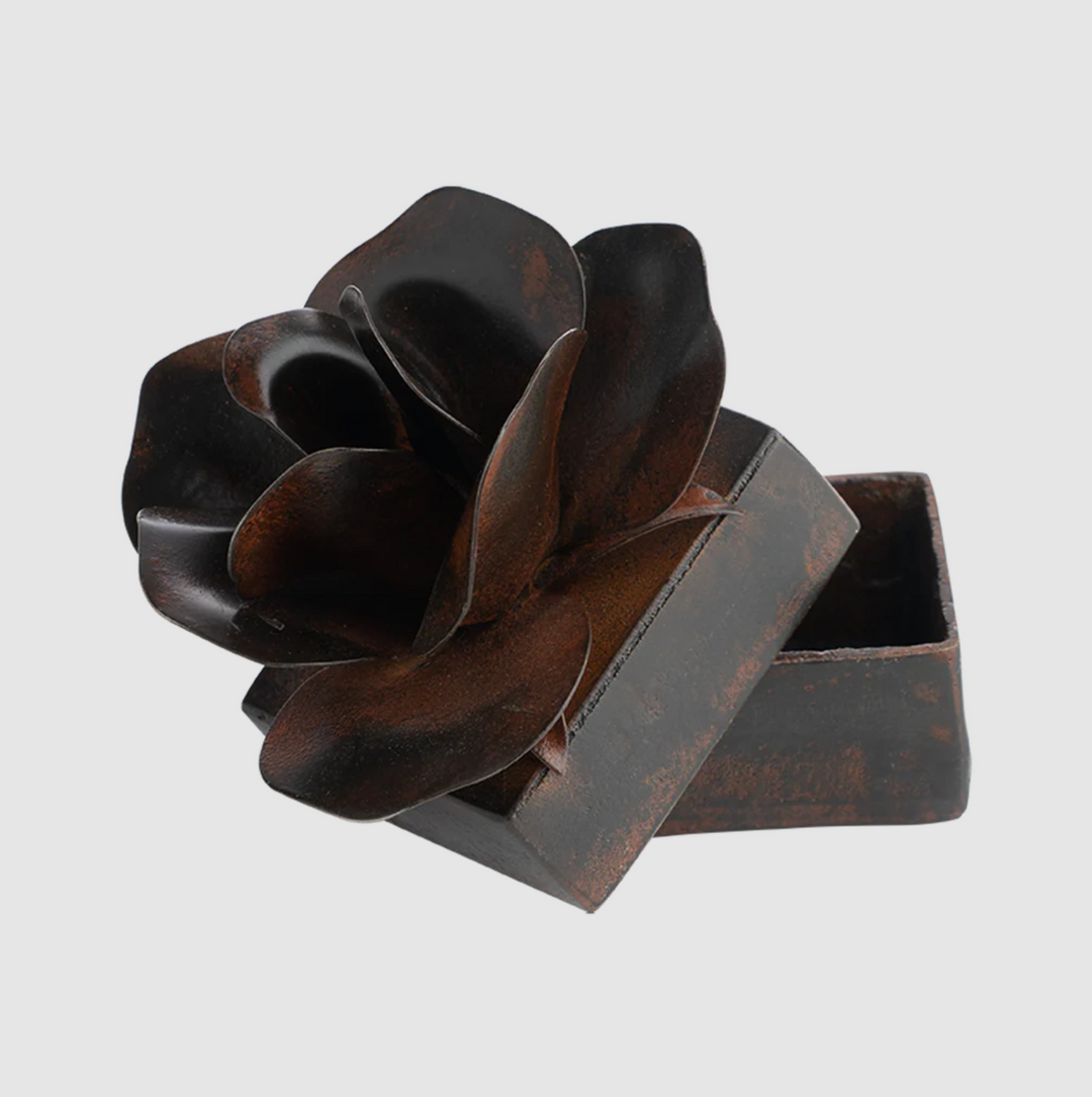 Rose Box w/ Forged Rose Atop, Iron