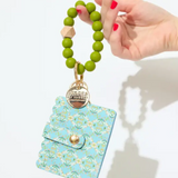 English Garden Blue Keychain Wristlet Wallet