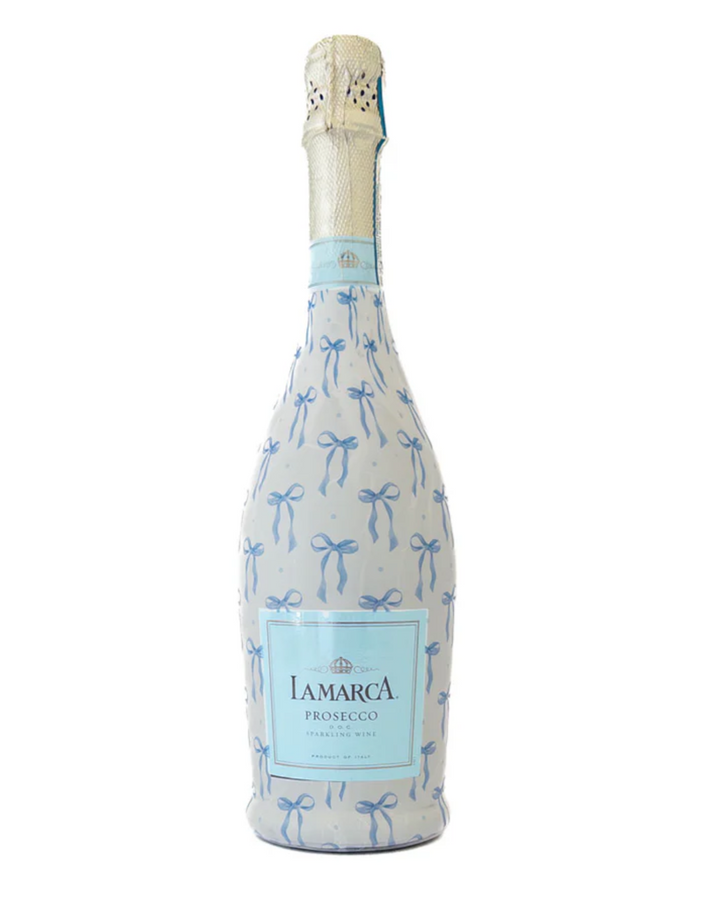 Grandmilleenial Blue Bows Bottle Wrap, La Marca Edition