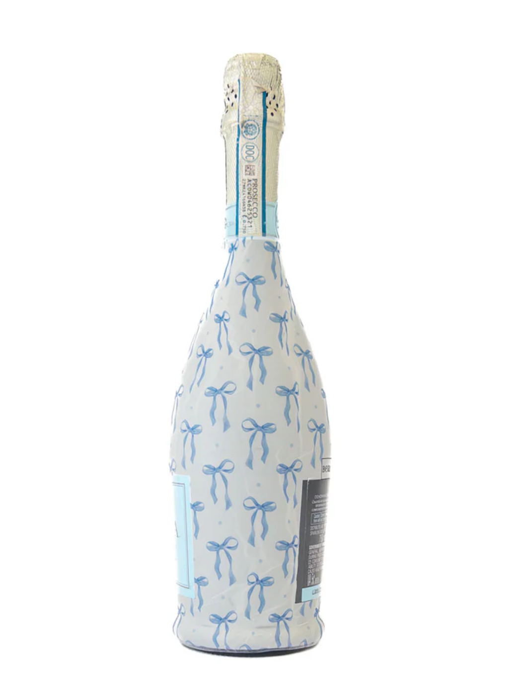 Grandmilleenial Blue Bows Bottle Wrap, La Marca Edition