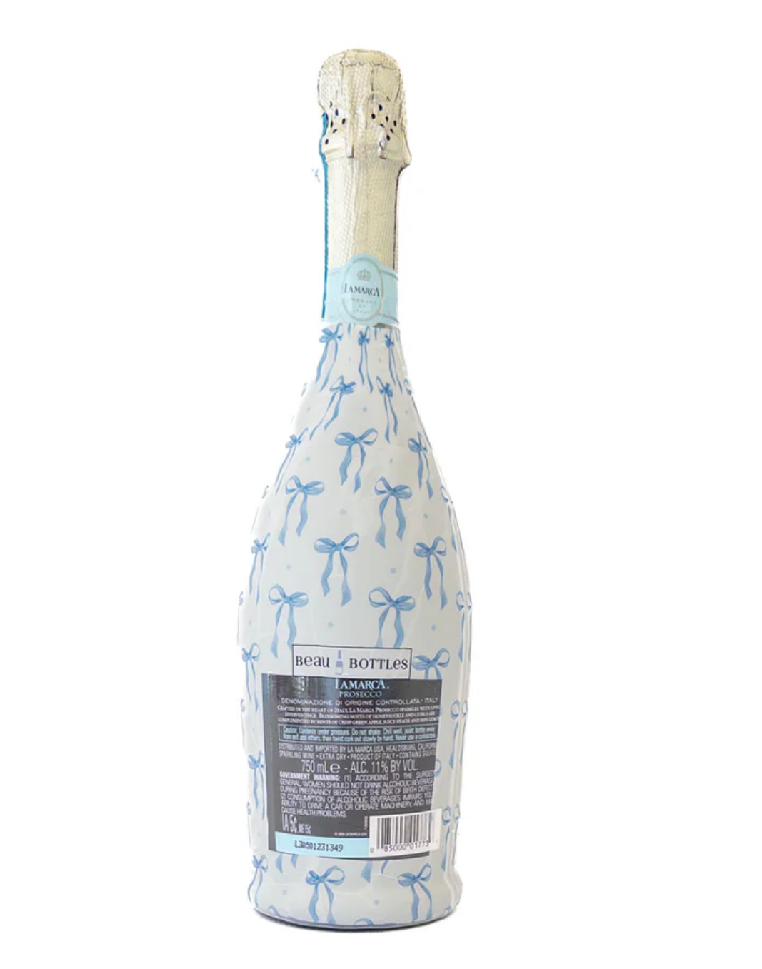 Grandmilleenial Blue Bows Bottle Wrap, La Marca Edition