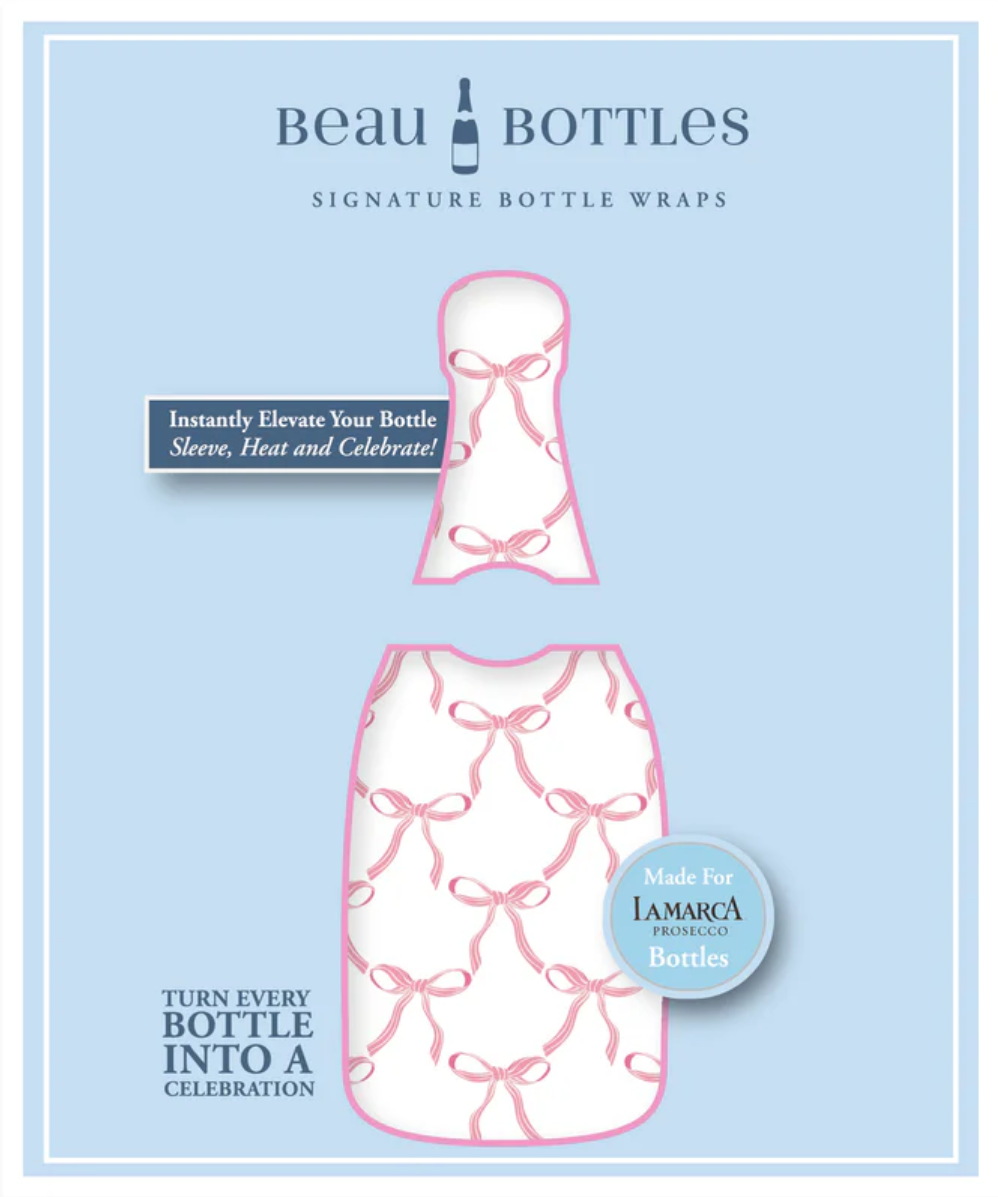 Grandmilleenial Pink Bows Bottle Wrap, La Marca Edition