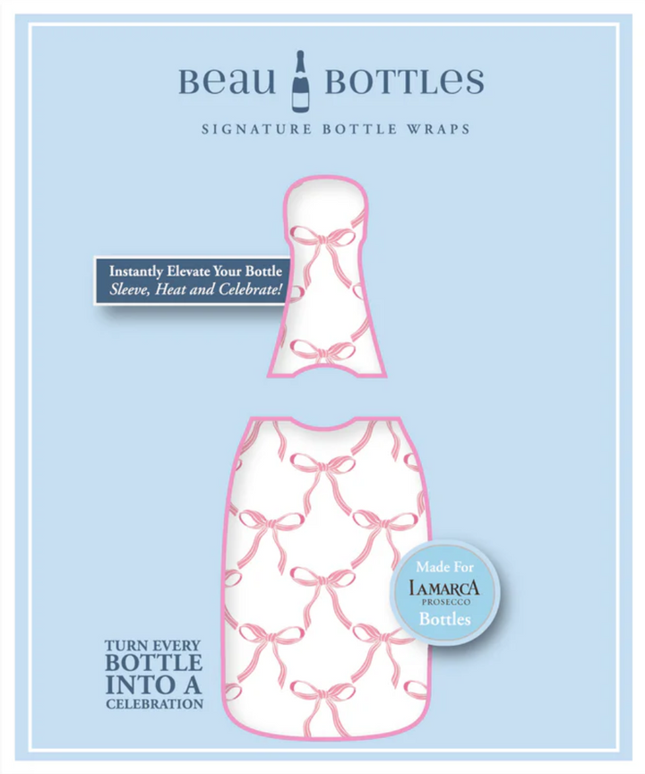 Grandmilleenial Pink Bows Bottle Wrap, La Marca Edition
