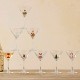 Martini Glass with Hand-Blown Holiday Figure