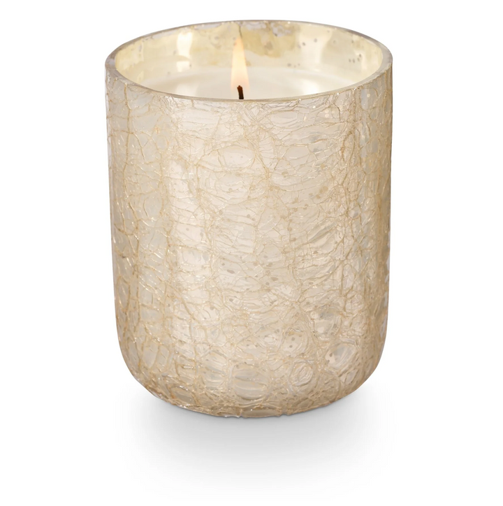 Winter White Small Boxed Crackle Glass Candle