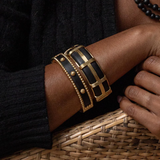 Berry Small Hinged Bangle, Ebony
