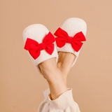 Betty Bow Fuzzy Slippers, Red