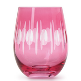 Sparkling Cut Stemless Wineglass, Pink