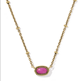 Mini Elisa Satellite Short Pendant Necklace, Gold Fushcia