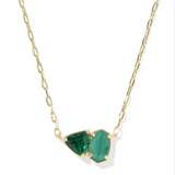 Tatum Short Pendant Necklace, Green Mix