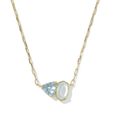 Tatum Stone Short Pendant Necklace, Gold/Light Blue Mix