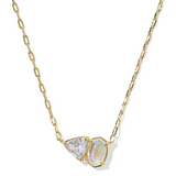 Tatum Stone Short Pendant Necklace, Gold/White CZ Mix