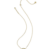 Elisa Scallop Frame Gold Short Pendant Necklace, Natural Mother of Pearl Iridescent Abalone