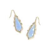Adriana Scallop Frame Gold Drop Earrings, Sky Blue Iridescent Abalone