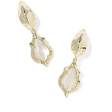 Adriana Scallop Frame Gold Huggie Hoop Earrings, Natural Mother of Pearl