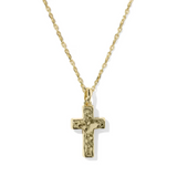 Cross Gold Pendant Necklace, Blush Pink