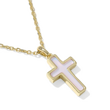 Cross Gold Pendant Necklace, Blush Pink