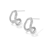 Daphne Pave Silver Huggie Earrings