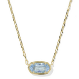 Elisa Luxe Gold Pendant Necklace, Light Blue CZ