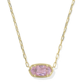 Elisa Luxe Gold Pendant Necklace, Light Pink CZ