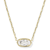 Elisa Luxe Gold Pendant Necklace, White CZ