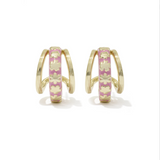 Jane Huggie Gold Earrings, Pink Enamel