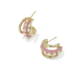 Jane Huggie Gold Earrings, Pink Enamel