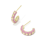 Jane Huggie Gold Earrings, Pink Enamel