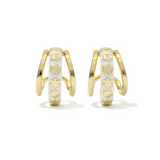 Jane Huggie Gold Earrings, White Enamel
