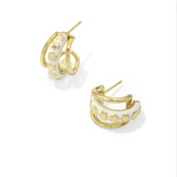Jane Huggie Gold Earrings, White Enamel