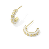 Jane Huggie Gold Earrings, White Enamel