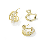 Jane Huggie Gold Earrings, White Enamel