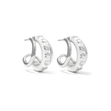 Jane Huggie Silver Earrings, White Enamel