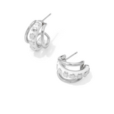 Jane Huggie Silver Earrings, White Enamel