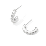 Jane Huggie Silver Earrings, White Enamel