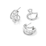 Jane Huggie Silver Earrings, White Enamel