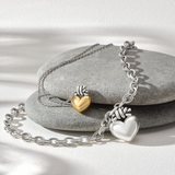 Interlok Love Knot Heart Necklace, Silver/Gold