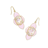Abbie Medallion Gold Drop Earrings, Pink Mix