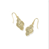 Abbie Medallion Gold Small Drop Earrings, Hot Pink Mix