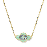 Abbie Medallion Pendant Necklace, Abalone Sea Green Mix