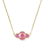 Abbie Medallion Pendant Necklace, Hot Pink Mix