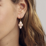 Abbie Medallion Gold Small Drop Earrings, Pink Mix